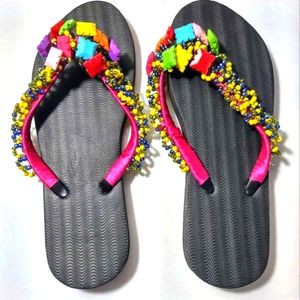 Authentic African glass beads slippers